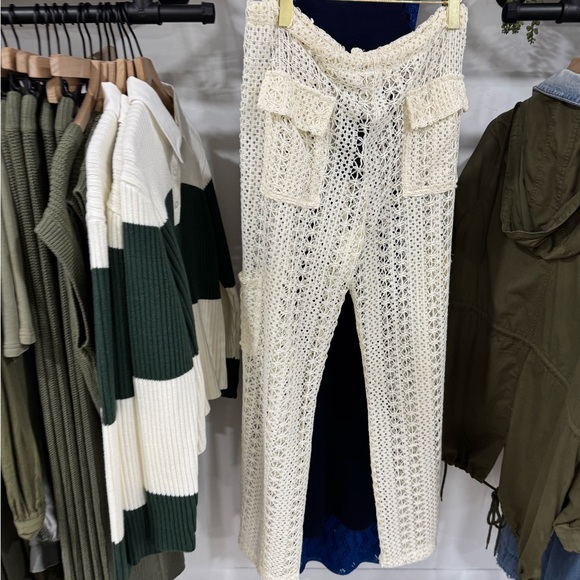 Cream Crochet Swim Cargo Coverup Pants - Picture 7 of 7